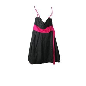 Speechless Black and white poke a dotted sleeveless dress with pink waist